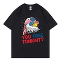 Camiseta negra de algodón con estampado de águila de bandera de EE. UU. - XS / Estilo Águila Negra