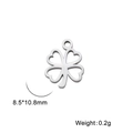 Silver stainless steel hollow clover charm, 8.5x10.8mm pendant for DIY jewelry making - Four-Leaf Clover / Steel