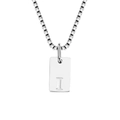 Silver square letter I pendant necklace with stainless steel box chain for women - Letter I / Silver