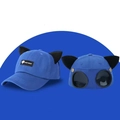 Blue aviator baseball cap featuring black cat ears and integrated flip sunglasses - Adult M (56-58cm) / Cat Ears Goggles Style / Blue