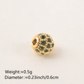 Golden copper bead with green cubic zirconia inlay for DIY bracelets and necklaces - 6MM Green Zirconia Gold Plated