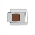 Individual silver stainless steel bracelet link with a brown square stone inlay - 0137-nebula Interstellar Yellow