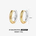 Orecchini a cerchio minimalisti in acciaio inossidabile bicolore oro e argento - 4x16mm (Bicolore)