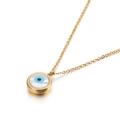 18k gold plated stainless steel necklace featuring a white pearl devil eye pendant - Round Evil Eye (KN88713-K)
