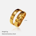 Minimalist gold stainless steel round rings with smooth finish and 17mm inner diameter - Overlapping Arc Style (YHTSR-2501163)