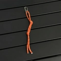 Detailed view of orange braided rope keychain with reflective thread and metal carabiner - Orange