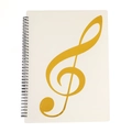 Weißes Musik-Ringbuch mit goldenem Violinschlüssel-Design und schwarzer Metallspirale - 10 Seiten (20 Seiten) / Musiknoten-Stil / Milchweiß