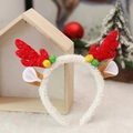 Kerst diadeem met rendiergewei van rood vilt en zacht wit imitatiebont voor kids - Stijl met oren
