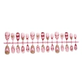 Unghie finte fatte a mano rosa con fiocchi 3D, perle e motivi leopardati eleganti - B1-13846 [24 Pezzi/In Striscia]