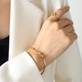 Gouden voskop ring en geschakelde ketting armband set voor elegante dames - Gouden Armband (E338-Gouden Armband-17+5cm)