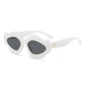 Punk style irregular white sunglasses with star metal accents and grey lenses - Jelly White Frame Grey Lens