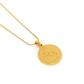 Golden Libra zodiac coin pendant necklace with snake chain for women in stainless steel - Libra