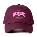 Adjustable burgundy cotton baseball cap with Very Demure Very Mindful pink embroidery - Adjustable / Burgundy