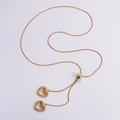 Collana a doppio strato con cuori minimalista in finitura dorata e punto luce - Oro