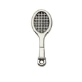 Silver alloy tennis racket pendant charm with detailed grid pattern for DIY jewelry making - Badminton Racket