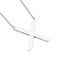 Polished silver titanium steel necklace featuring a large flat letter X pendant - Letter X (KN26380-K)