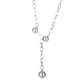 Silver Y-necklace with geometric metal beads on an O-chain for a minimalist style - Dumbbell Ball Y-Shape Style (KN227448-HB) / Silver