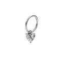 Anello al naso in argento con zircone a cuore e finitura in metallo lucido su bianco - Cuore Trasparente Argento (#6)