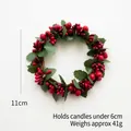 Artificial red berry candle ring with 11cm diameter for Christmas table decor - Green Leaf Berry Wreath