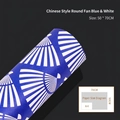 Minimalist blue and white wrapping paper with vintage fan patterns, 50x70cm size - Blue Background Fan / 50x70cm