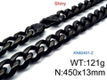 Collana da uomo a catena cubana nera in acciaio inossidabile da 13 mm, peso 121 grammi - Collana Nera (45cm)