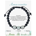 Amazonite and black agate beaded bracelet with adjustable cord and healing card - Amazonite Bracelet Type 2
