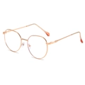 Montura de gafas redonda de metal en oro rosa con cristales cuadrados anti-luz azul chic - Marco de Oro Rosa