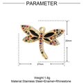 Detailed view of dragonfly pendant in gold finish with colorful rhinestones and enamel - Dragonfly - Colorful Zirconia (YE754)