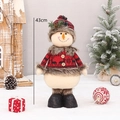Muñeco de nieve navideño con suéter de punto rojo y gorro de cuadros, 43 cm de altura - Muñeco de Nieve (43cm)