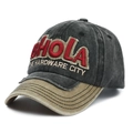 Cappellino baseball vintage grigio scuro e kaki con ricamo HOLA 3D rosso - Regolabile / Nero