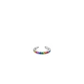Elegant S925 sterling silver ear cuff featuring rainbow gradient micro-pave zircon stones - 925 Silver / Rainbow Rhinestone (RHE679)
