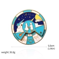 Adjustable emotional social battery enamel pin with starry sky and lover silhouette - Starry Sky Astrology Badge (X00410)