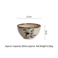 Japanese-style ceramic bowl with green leaf pattern and reactive glaze 300ml capacity - 4.5 Inch / New Small Green Leaf