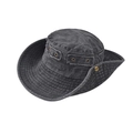 Washable cotton sun hat with distressed gray fabric and breathable metal eyelets for hiking - M (56-59cm) / Washed Cotton Black