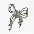 Silver liquid metal butterfly hair claw clip with stylish punk aesthetic for women - Liquid Bowknot / Silver