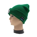 Green knitted music beanie with integrated LED light and wireless Bluetooth control - 6-LED Bluetooth Style / Green