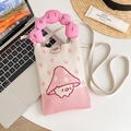 Borsa a tracolla in maglia beige e rosa con ricamo a fungo e morbida impugnatura - Taglia unica / Fungo Rosa