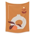 Detailed view of bohemian wall tapestry featuring minimalist vase and orange fruit art - 73X95CM (Cross-border Brushed Style) / Pot And Orange Fruit (ZJ521-15)