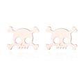 Rose gold skull stud earrings for women with punk style and polished metal finish - 151 Rose Gold