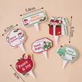Christmas cake topper set with Santa, Snowman and Trees for holiday dessert decoration - Christmas Apple Santa Toppers 5 Sets