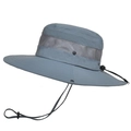 Dark gray outdoor sun hat with breathable mesh and wide brim for fishing and hiking - Gray