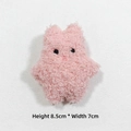 Pink plush rabbit charm accessory showing 8.5cm by 7cm dimensions with curly fleece texture - Pink Rabbit