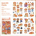 Set of 4 waterproof PET dog stickers featuring cute orange puppy illustrations - Smart Cavalier King Charles