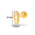 Titanium flip-flop stud earring in gold finish with a sparkling clear zircon stone - Flip-flop Style (T2511-3#) / Gold