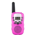 Pink T-388 children handheld walkie talkie with LCD screen and functional buttons - Pink