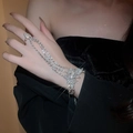 Funkelndes Schmetterlingsring-Armband in Silber mit dichten Kristall-Strasssteinen - Schmetterlings-Design / Silber