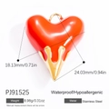 Ciondolo cuore fiamma in acciaio inossidabile placcato oro 18k smalto rosso gioielli - Ciondolo Sacro Cuore di Fiamma (PJ91525)