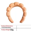 Macro detail of apricot cloud headbands showing soft texture and dimensions of 17x18x4cm - 3- Orange Terry Cloth Headband