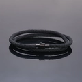 Minimalist black braided double-layer bracelet with magnetic metal clasp for couples - Black