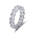 S925 sterling silver full eternity ring featuring square-cut sparkling cubic zirconia - US 5 / Square Pave Style (SR48-W)